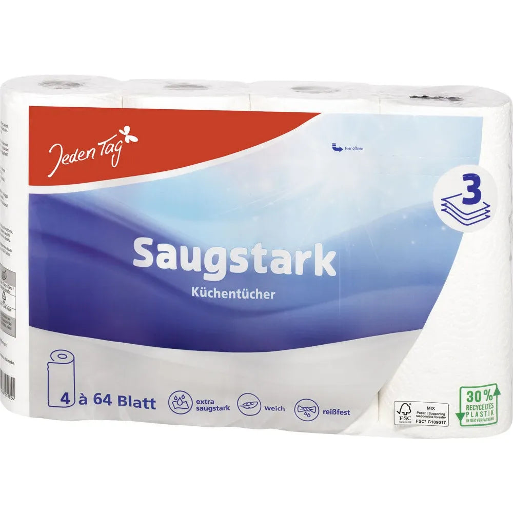 Jeden Tag Küchenrolle 3 lagig 4x64 Blatt